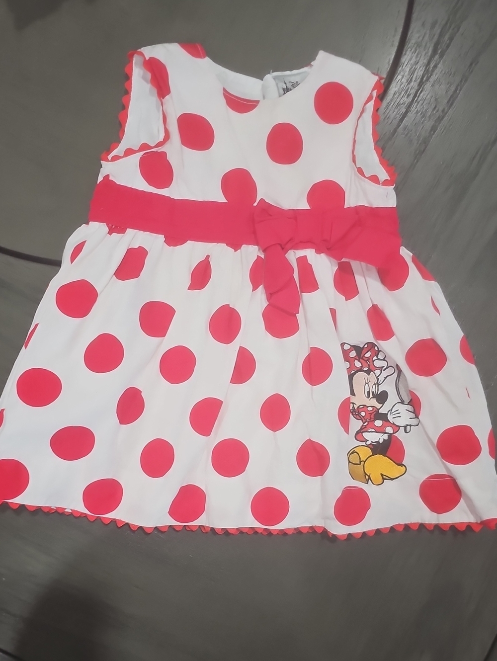 Disney White & Red Polka Dot Minnie Bow Waist Dress
